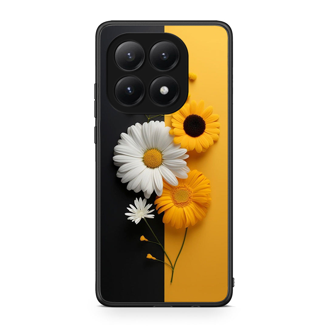 Xiaomi 15T Yellow Daisies θήκη από τη Smartfits με σχέδιο στο πίσω μέρος και μαύρο περίβλημα | Smartphone case with colorful back and black bezels by Smartfits