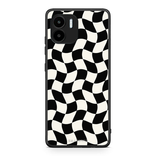 Θήκη Xiaomi Redmi A1 / A2 Black and Cream Wavy Checkerboard από τη Smartfits με σχέδιο στο πίσω μέρος και μαύρο περίβλημα | Xiaomi Redmi A1 / A2 Black and Cream Wavy Checkerboard case with colorful back and black bezels