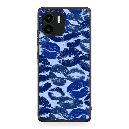 Θήκη Xiaomi Redmi A1 / A2 Blue Lipstick Kisses από τη Smartfits με σχέδιο στο πίσω μέρος και μαύρο περίβλημα | Xiaomi Redmi A1 / A2 Blue Lipstick Kisses case with colorful back and black bezels
