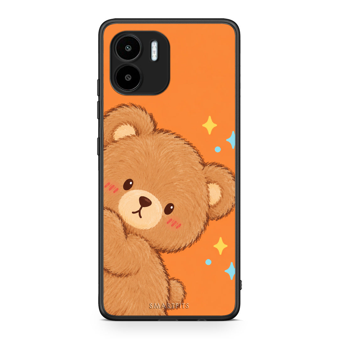 Θήκη Xiaomi Redmi A1 / A2 Peekaboo Teddy on Orange από τη Smartfits με σχέδιο στο πίσω μέρος και μαύρο περίβλημα | Xiaomi Redmi A1 / A2 Peekaboo Teddy on Orange case with colorful back and black bezels