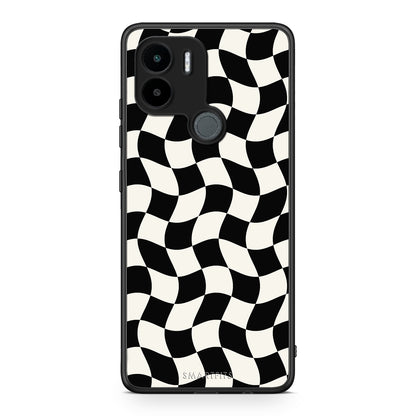 Θήκη Xiaomi Redmi A1+ / A2+ Black and Cream Wavy Checkerboard από τη Smartfits με σχέδιο στο πίσω μέρος και μαύρο περίβλημα | Xiaomi Redmi A1+ / A2+ Black and Cream Wavy Checkerboard case with colorful back and black bezels