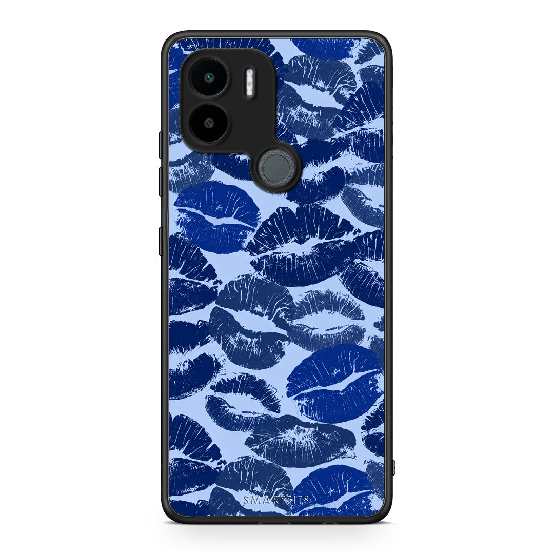 Θήκη Xiaomi Redmi A1+ / A2+ Blue Lipstick Kisses από τη Smartfits με σχέδιο στο πίσω μέρος και μαύρο περίβλημα | Xiaomi Redmi A1+ / A2+ Blue Lipstick Kisses case with colorful back and black bezels