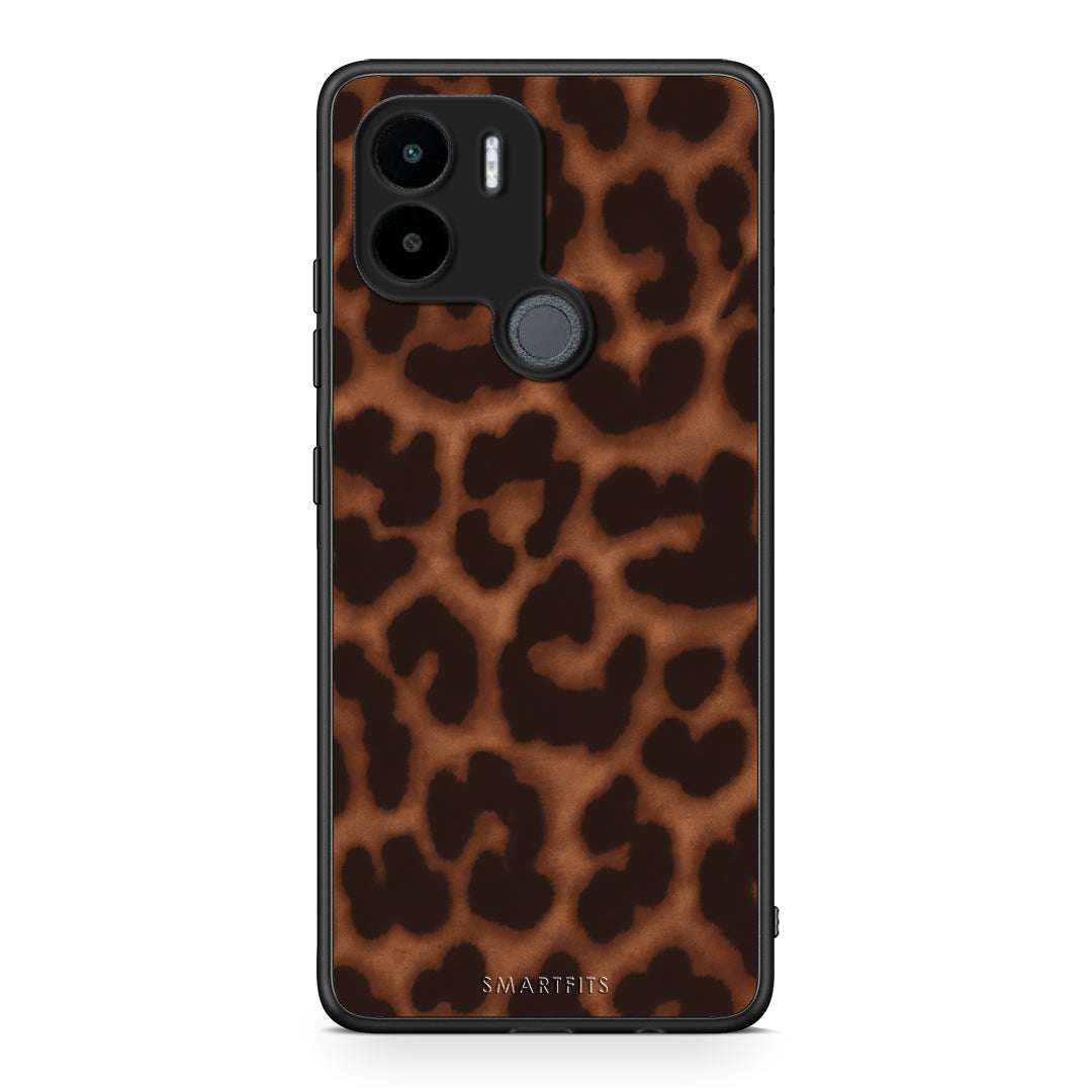 Θήκη Xiaomi Redmi A1+ / A2+ Leopard Print Dark Brown από τη Smartfits με σχέδιο στο πίσω μέρος και μαύρο περίβλημα | Xiaomi Redmi A1+ / A2+ Leopard Print Dark Brown case with colorful back and black bezels