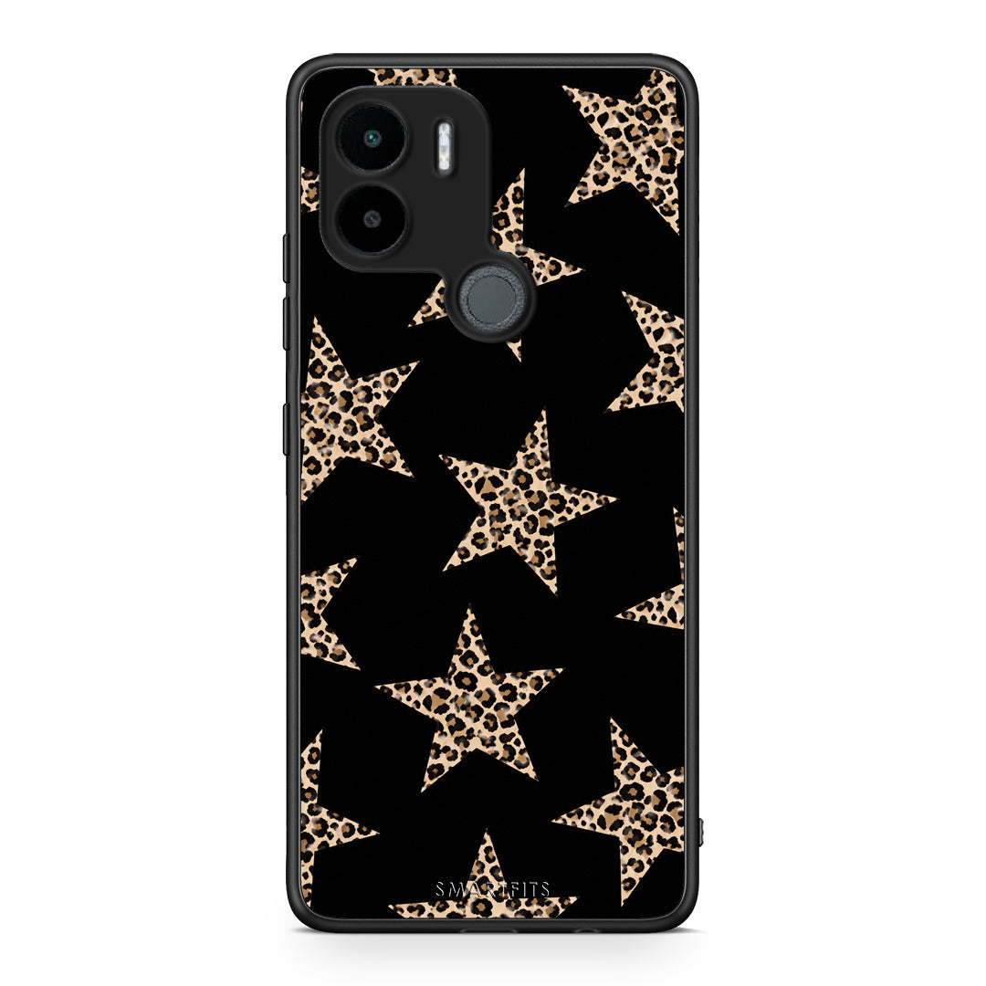 Θήκη Xiaomi Redmi A1+ / A2+ Leopard Stars on Black από τη Smartfits με σχέδιο στο πίσω μέρος και μαύρο περίβλημα | Xiaomi Redmi A1+ / A2+ Leopard Stars on Black case with colorful back and black bezels