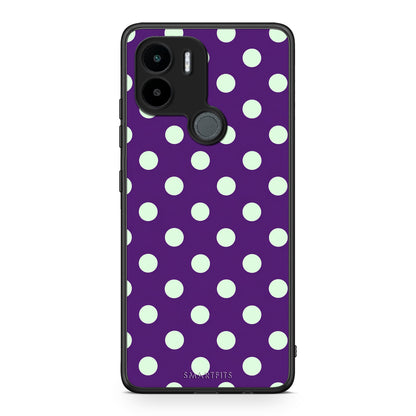 Θήκη Xiaomi Redmi A1+ / A2+ Mint Polka Dots on Purple από τη Smartfits με σχέδιο στο πίσω μέρος και μαύρο περίβλημα | Xiaomi Redmi A1+ / A2+ Mint Polka Dots on Purple case with colorful back and black bezels