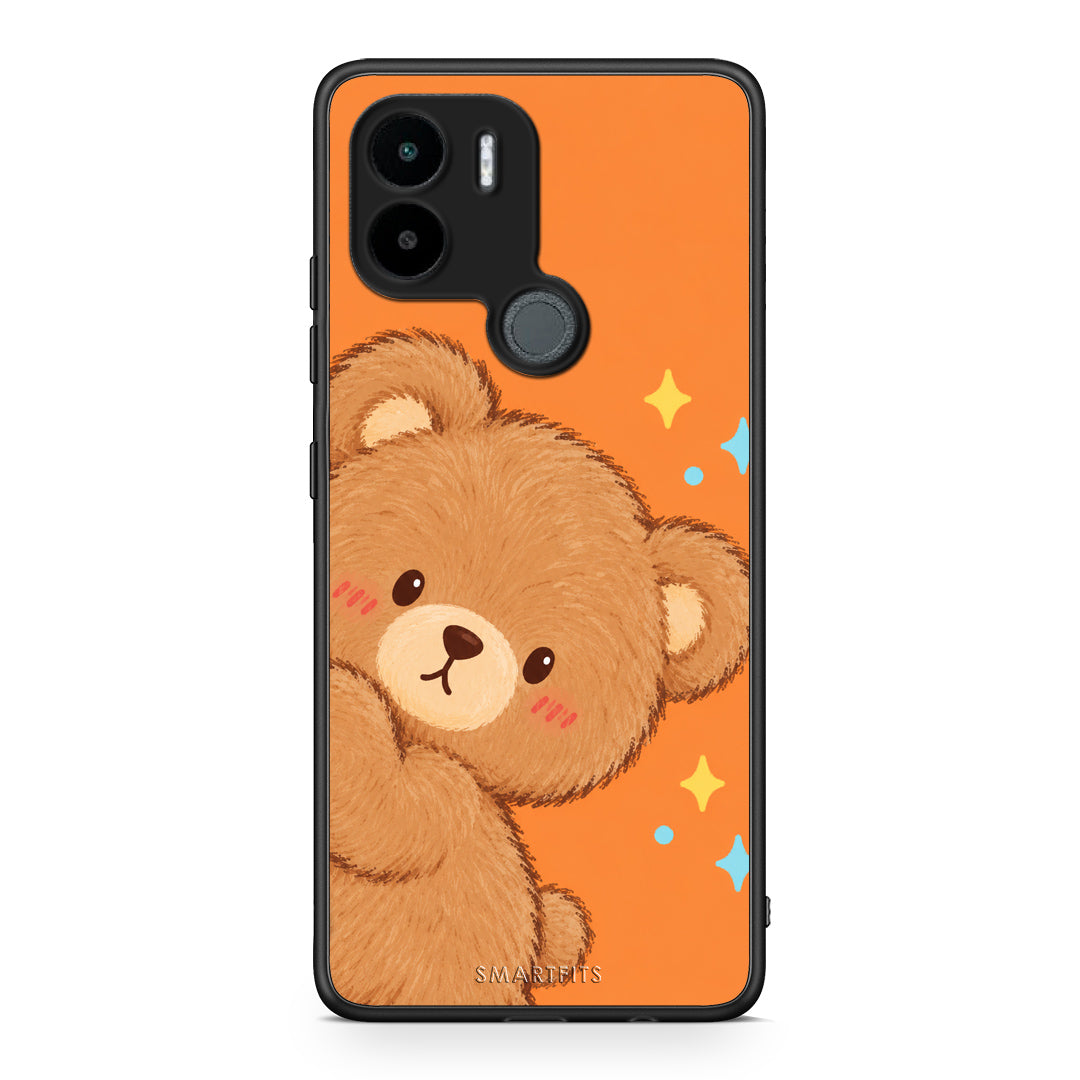 Θήκη Xiaomi Redmi A1+ / A2+ Peekaboo Teddy on Orange από τη Smartfits με σχέδιο στο πίσω μέρος και μαύρο περίβλημα | Xiaomi Redmi A1+ / A2+ Peekaboo Teddy on Orange case with colorful back and black bezels