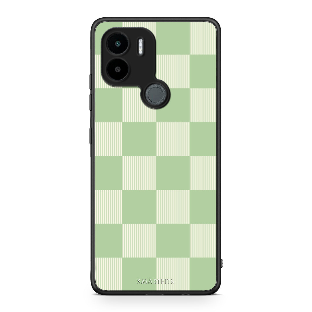 Θήκη Xiaomi Redmi A1+ / A2+ Sage and Cream Striped Checks από τη Smartfits με σχέδιο στο πίσω μέρος και μαύρο περίβλημα | Xiaomi Redmi A1+ / A2+ Sage and Cream Striped Checks case with colorful back and black bezels