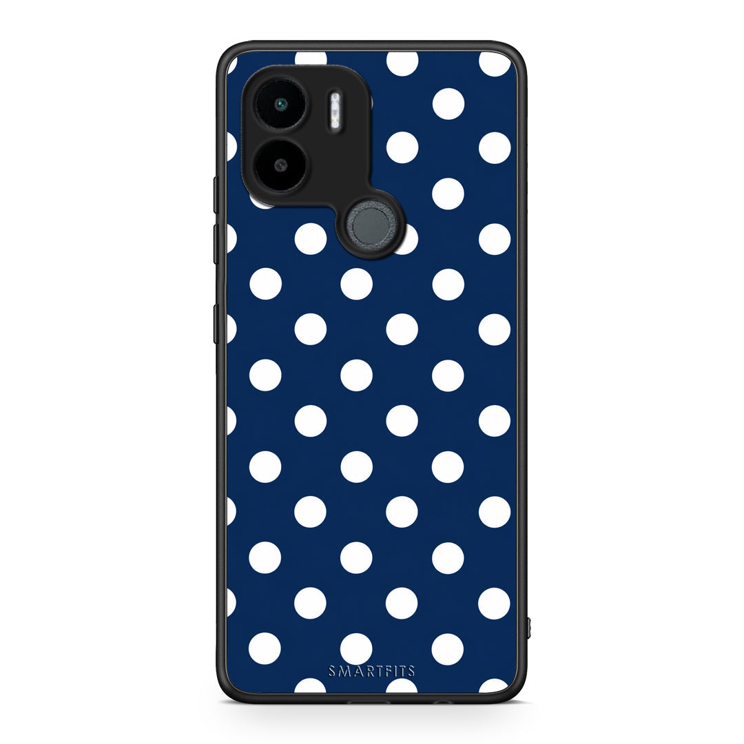 Θήκη Xiaomi Redmi A1+ / A2+ White Large Polka Dots on Navy από τη Smartfits με σχέδιο στο πίσω μέρος και μαύρο περίβλημα | Xiaomi Redmi A1+ / A2+ White Large Polka Dots on Navy case with colorful back and black bezels