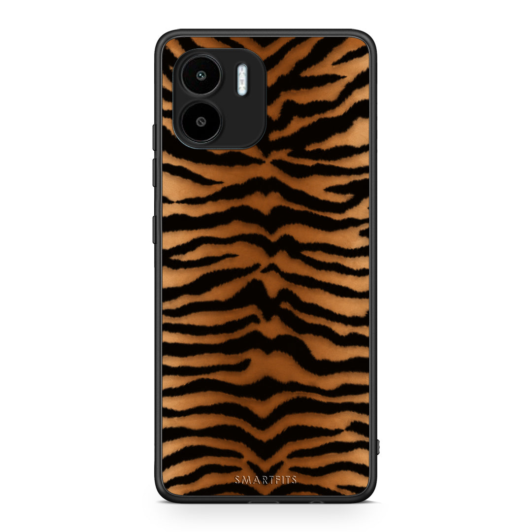 Θήκη Xiaomi Redmi A1 / A2 Tiger Print Orange and Black από τη Smartfits με σχέδιο στο πίσω μέρος και μαύρο περίβλημα | Xiaomi Redmi A1 / A2 Tiger Print Orange and Black case with colorful back and black bezels