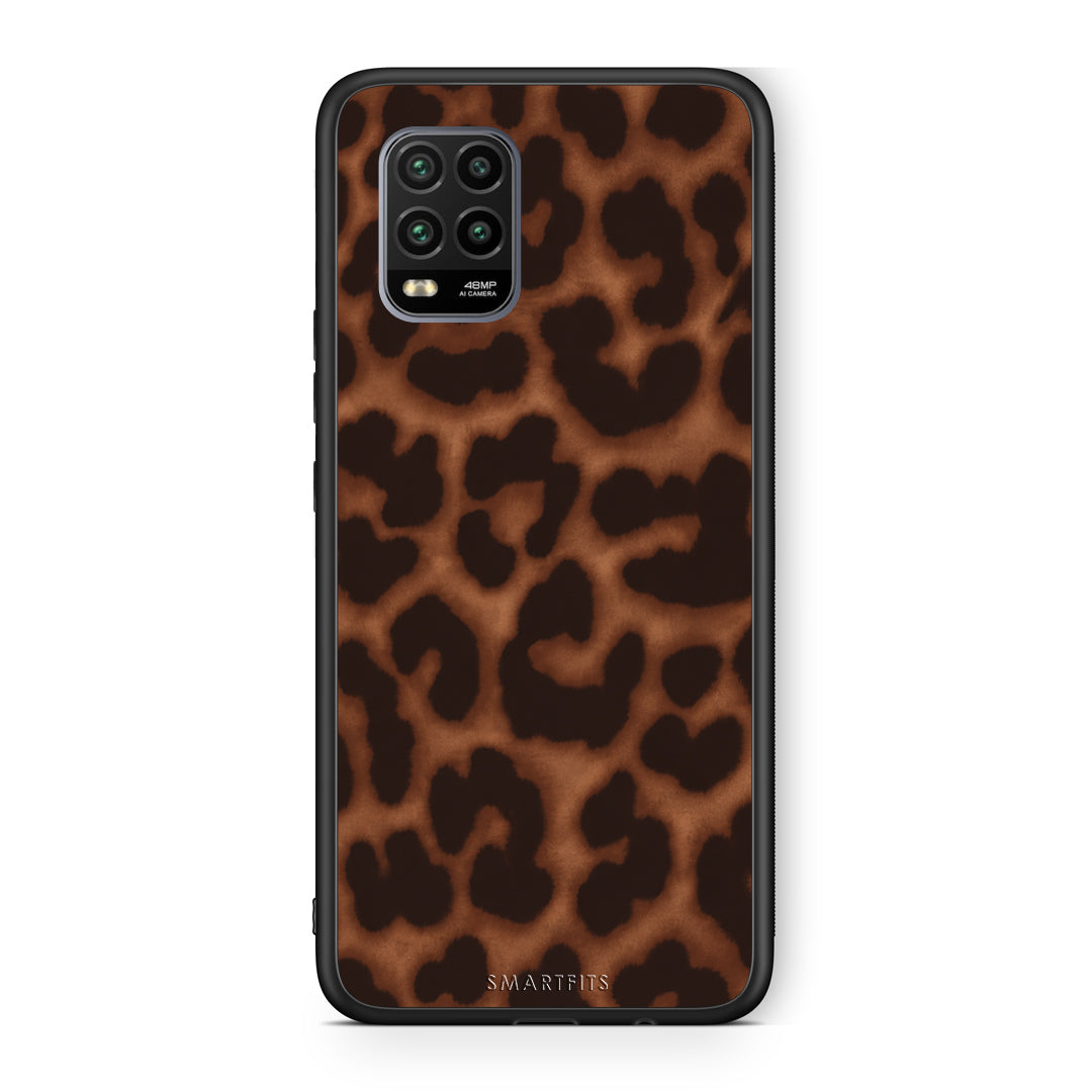 Θήκη Xiaomi Mi 10 Lite Leopard Print Dark Brown από τη Smartfits με σχέδιο στο πίσω μέρος και μαύρο περίβλημα | Xiaomi Mi 10 Lite Leopard Print Dark Brown case with colorful back and black bezels