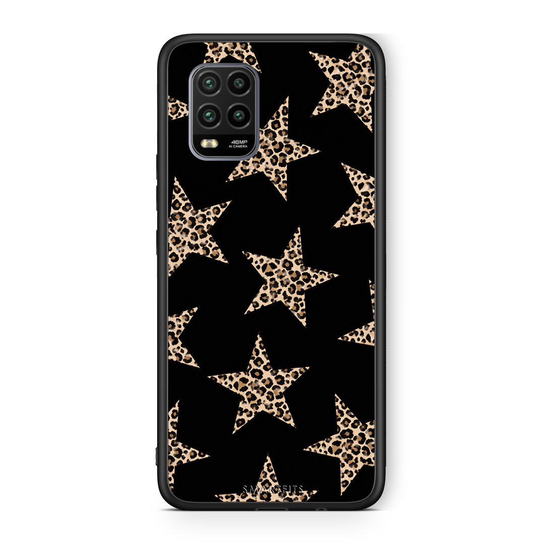 Θήκη Xiaomi Mi 10 Lite Leopard Stars on Black από τη Smartfits με σχέδιο στο πίσω μέρος και μαύρο περίβλημα | Xiaomi Mi 10 Lite Leopard Stars on Black case with colorful back and black bezels