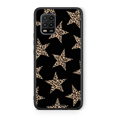 Θήκη Xiaomi Mi 10 Lite Leopard Stars on Black από τη Smartfits με σχέδιο στο πίσω μέρος και μαύρο περίβλημα | Xiaomi Mi 10 Lite Leopard Stars on Black case with colorful back and black bezels