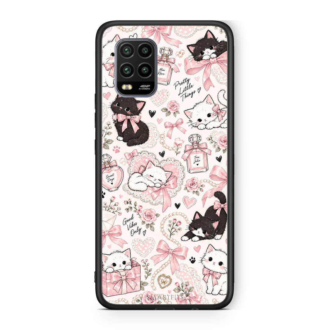 Θήκη Xiaomi Mi 10 Lite Pink Bows and Kittens Collage από τη Smartfits με σχέδιο στο πίσω μέρος και μαύρο περίβλημα | Xiaomi Mi 10 Lite Pink Bows and Kittens Collage case with colorful back and black bezels