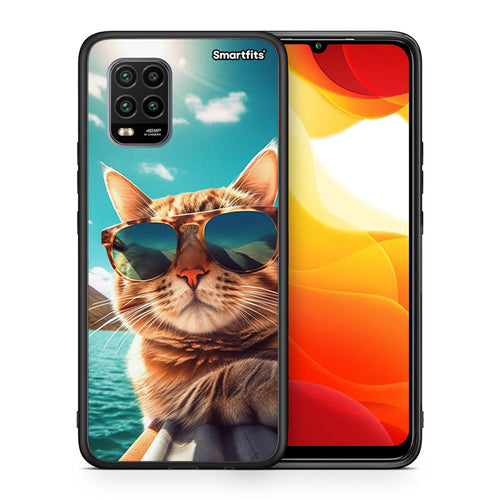 Θήκη Xiaomi Mi 10 Lite Summer Cat από τη Smartfits με σχέδιο στο πίσω μέρος και μαύρο περίβλημα | Xiaomi Mi 10 Lite Summer Cat case with colorful back and black bezels