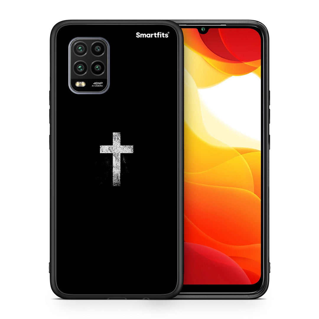 Θήκη Xiaomi Mi 10 Lite White Cross από τη Smartfits με σχέδιο στο πίσω μέρος και μαύρο περίβλημα | Xiaomi Mi 10 Lite White Cross case with colorful back and black bezels