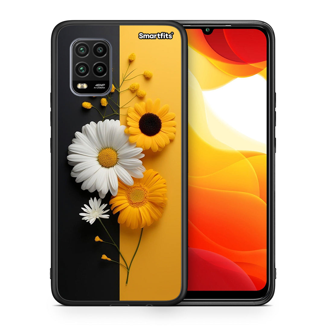 Θήκη Xiaomi Mi 10 Lite Yellow Daisies από τη Smartfits με σχέδιο στο πίσω μέρος και μαύρο περίβλημα | Xiaomi Mi 10 Lite Yellow Daisies case with colorful back and black bezels