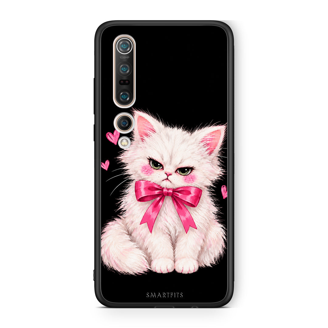 Θήκη Xiaomi Mi 10 Grumpy Party Kitten on Black από τη Smartfits με σχέδιο στο πίσω μέρος και μαύρο περίβλημα | Xiaomi Mi 10 Grumpy Party Kitten on Black case with colorful back and black bezels