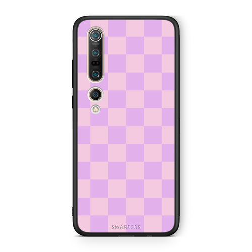 Θήκη Xiaomi Mi 10 Lavender and Pink Checkerboard από τη Smartfits με σχέδιο στο πίσω μέρος και μαύρο περίβλημα | Xiaomi Mi 10 Lavender and Pink Checkerboard case with colorful back and black bezels