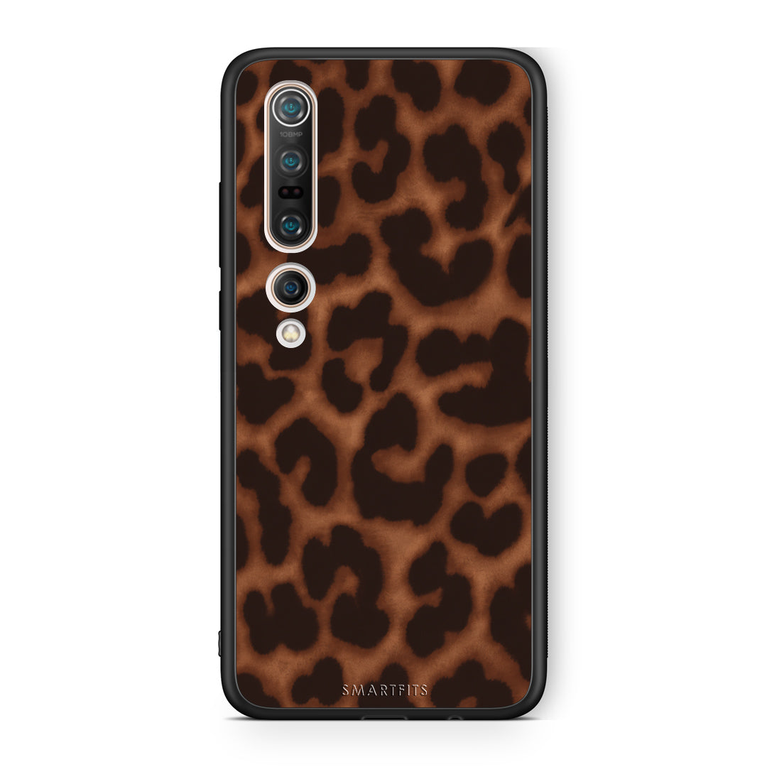 Θήκη Xiaomi Mi 10 Leopard Print Dark Brown από τη Smartfits με σχέδιο στο πίσω μέρος και μαύρο περίβλημα | Xiaomi Mi 10 Leopard Print Dark Brown case with colorful back and black bezels