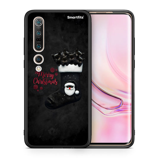 Θήκη Xiaomi Mi 10 Merry Cat Christmas από τη Smartfits με σχέδιο στο πίσω μέρος και μαύρο περίβλημα | Xiaomi Mi 10 Merry Cat Christmas case with colorful back and black bezels
