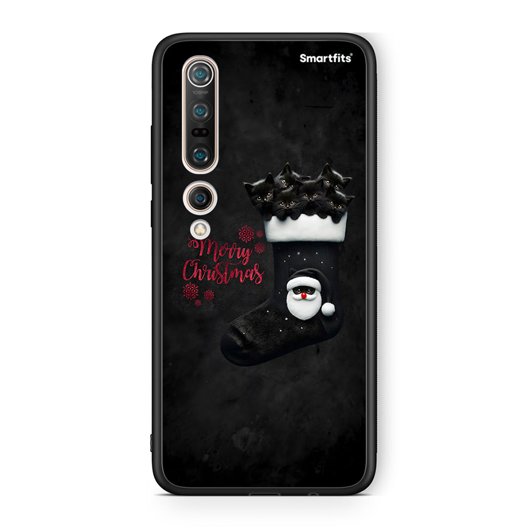 Xiaomi Mi 10 Merry Cat Christmas θήκη από τη Smartfits με σχέδιο στο πίσω μέρος και μαύρο περίβλημα | Smartphone case with colorful back and black bezels by Smartfits