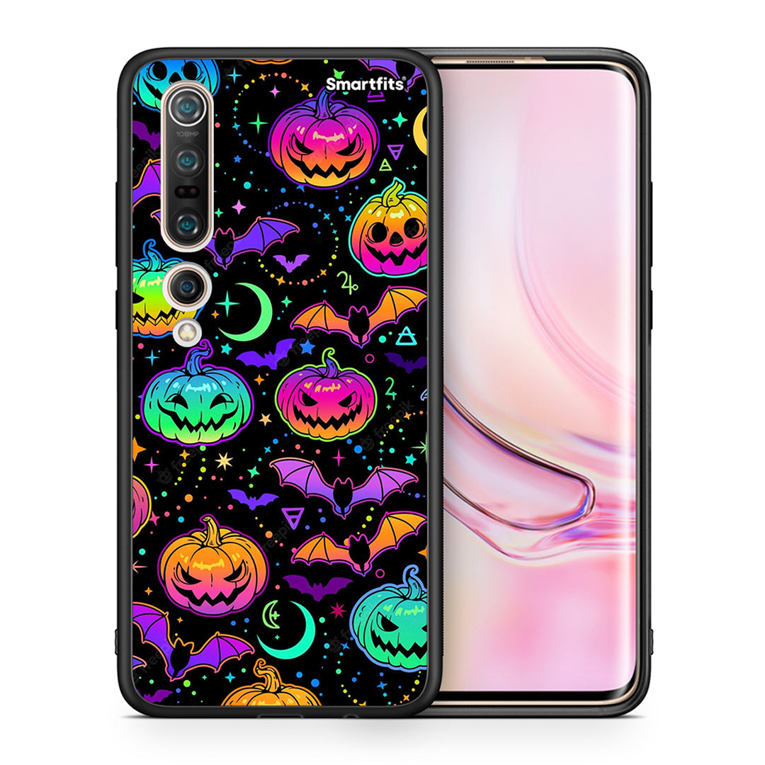 Θήκη Xiaomi Mi 10 Pro Neon Halloween από τη Smartfits με σχέδιο στο πίσω μέρος και μαύρο περίβλημα | Xiaomi Mi 10 Pro Neon Halloween case with colorful back and black bezels