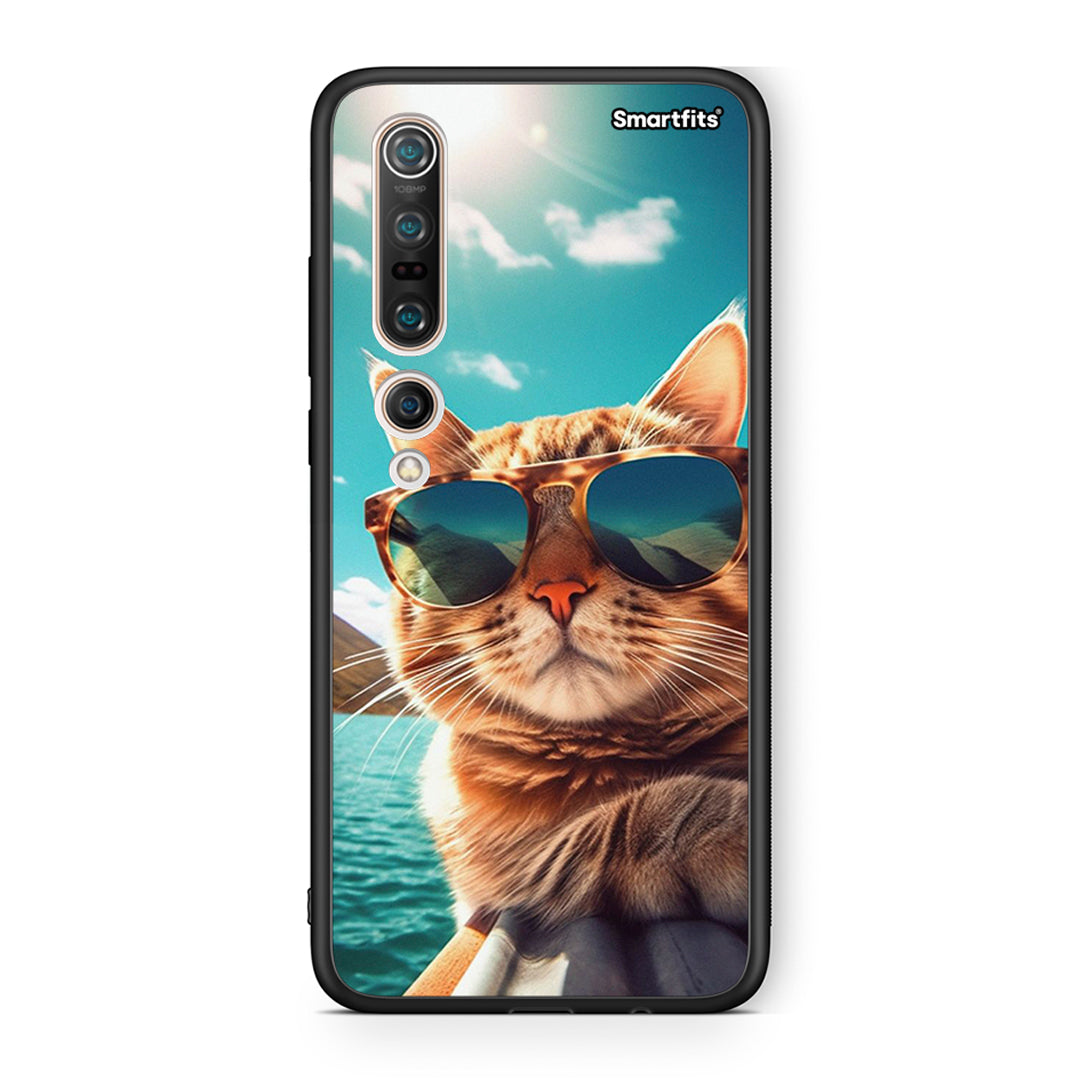 Xiaomi Mi 10 Pro Summer Cat θήκη από τη Smartfits με σχέδιο στο πίσω μέρος και μαύρο περίβλημα | Smartphone case with colorful back and black bezels by Smartfits