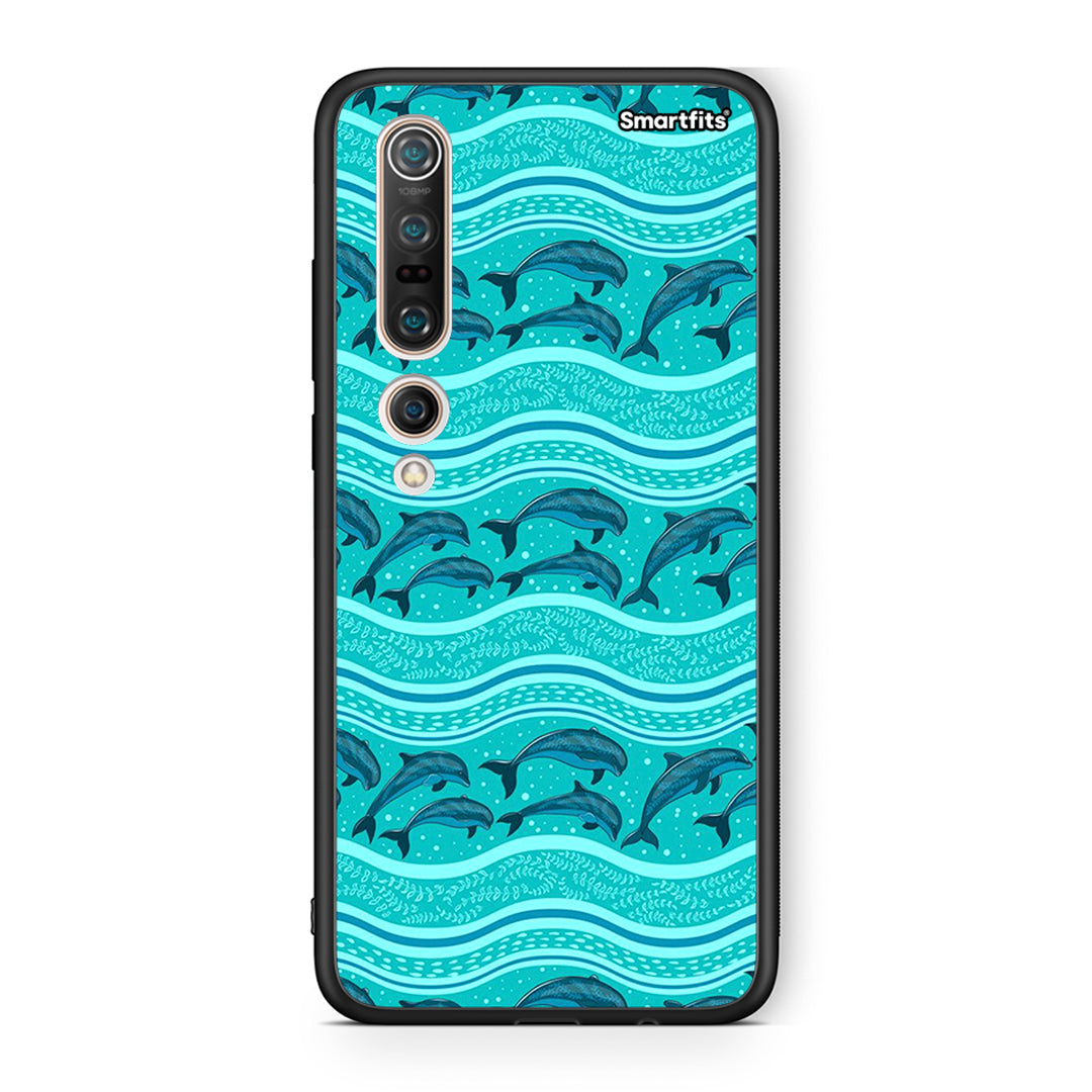 Xiaomi Mi 10 Pro Swimming Dolphins θήκη από τη Smartfits με σχέδιο στο πίσω μέρος και μαύρο περίβλημα | Smartphone case with colorful back and black bezels by Smartfits
