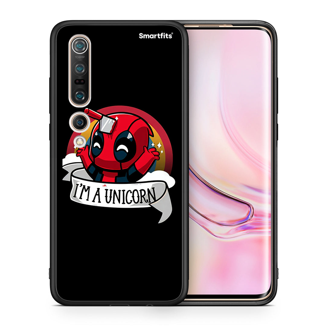 Θήκη Xiaomi Mi 10 Unicorn Deadpool από τη Smartfits με σχέδιο στο πίσω μέρος και μαύρο περίβλημα | Xiaomi Mi 10 Unicorn Deadpool case with colorful back and black bezels