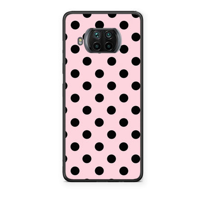 Θήκη Xiaomi Mi 10T Lite Black Polka Dots on Pink από τη Smartfits με σχέδιο στο πίσω μέρος και μαύρο περίβλημα | Xiaomi Mi 10T Lite Black Polka Dots on Pink case with colorful back and black bezels