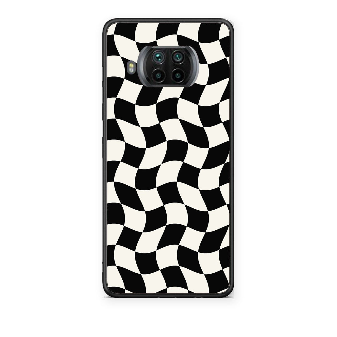 Θήκη Xiaomi Mi 10T Lite Black and Cream Wavy Checkerboard από τη Smartfits με σχέδιο στο πίσω μέρος και μαύρο περίβλημα | Xiaomi Mi 10T Lite Black and Cream Wavy Checkerboard case with colorful back and black bezels
