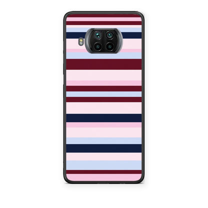 Θήκη Xiaomi Mi 10T Lite Burgundy Pink and Blue Horizontal Stripes από τη Smartfits με σχέδιο στο πίσω μέρος και μαύρο περίβλημα | Xiaomi Mi 10T Lite Burgundy Pink and Blue Horizontal Stripes case with colorful back and black bezels
