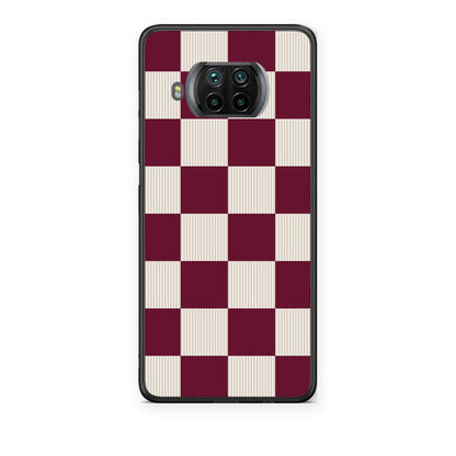 Θήκη Xiaomi Mi 10T Lite Burgundy and Cream Striped Checks από τη Smartfits με σχέδιο στο πίσω μέρος και μαύρο περίβλημα | Xiaomi Mi 10T Lite Burgundy and Cream Striped Checks case with colorful back and black bezels