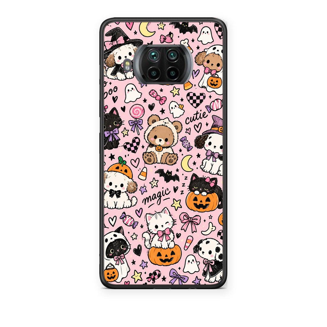 Θήκη Xiaomi Mi 10T Lite Halloween Cute Animals on Pink από τη Smartfits με σχέδιο στο πίσω μέρος και μαύρο περίβλημα | Xiaomi Mi 10T Lite Halloween Cute Animals on Pink case with colorful back and black bezels