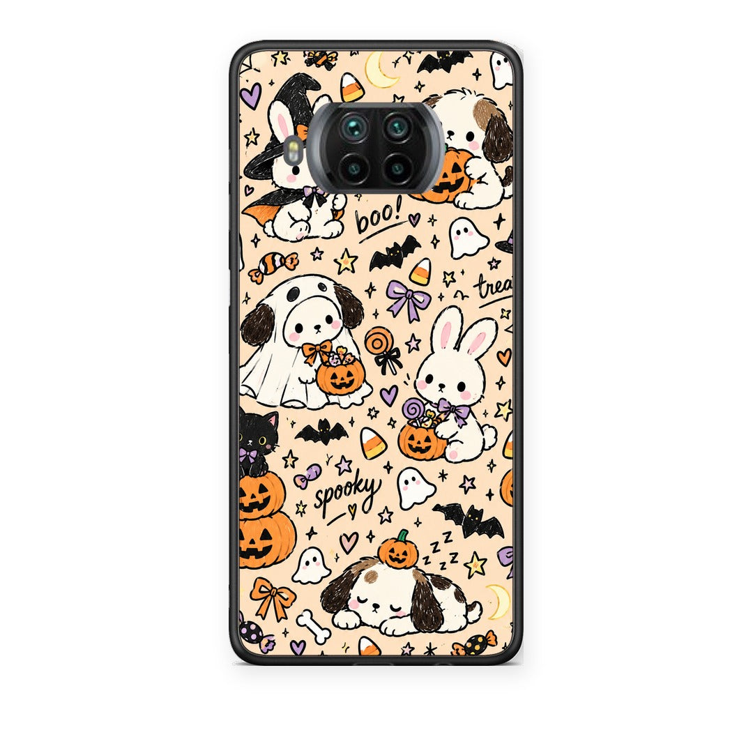 Θήκη Xiaomi Mi 10T Lite Halloween Puppies and Friends on Cream από τη Smartfits με σχέδιο στο πίσω μέρος και μαύρο περίβλημα | Xiaomi Mi 10T Lite Halloween Puppies and Friends on Cream case with colorful back and black bezels