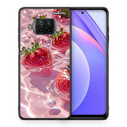 Θήκη Xiaomi Mi 10T Lite Juicy Strawberries από τη Smartfits με σχέδιο στο πίσω μέρος και μαύρο περίβλημα | Xiaomi Mi 10T Lite Juicy Strawberries case with colorful back and black bezels