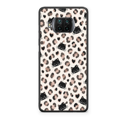 Θήκη Xiaomi Mi 10T Lite Leopard Spots and Black Cats on Cream από τη Smartfits με σχέδιο στο πίσω μέρος και μαύρο περίβλημα | Xiaomi Mi 10T Lite Leopard Spots and Black Cats on Cream case with colorful back and black bezels