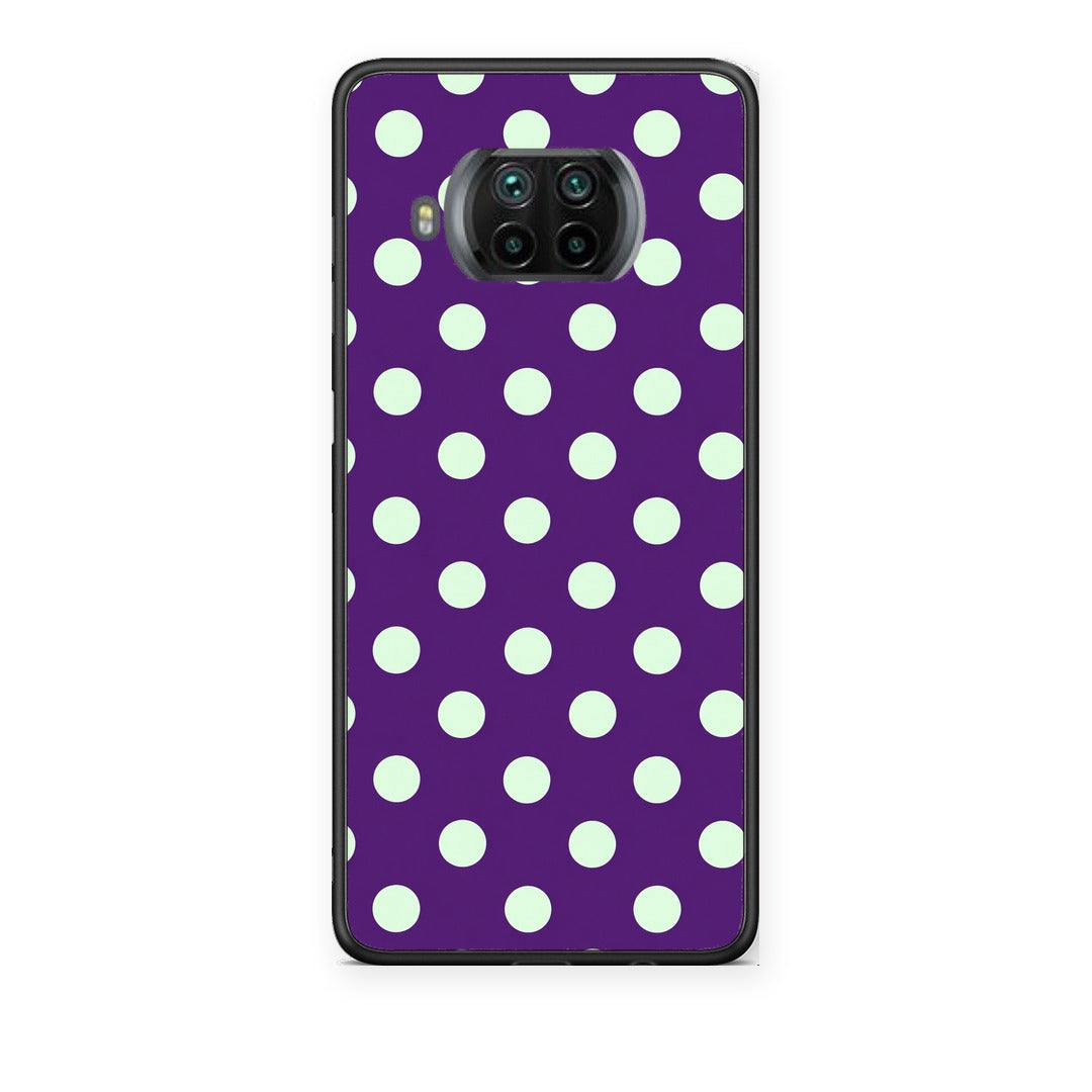 Θήκη Xiaomi Mi 10T Lite Mint Polka Dots on Purple από τη Smartfits με σχέδιο στο πίσω μέρος και μαύρο περίβλημα | Xiaomi Mi 10T Lite Mint Polka Dots on Purple case with colorful back and black bezels