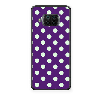 Θήκη Xiaomi Mi 10T Lite Mint Polka Dots on Purple από τη Smartfits με σχέδιο στο πίσω μέρος και μαύρο περίβλημα | Xiaomi Mi 10T Lite Mint Polka Dots on Purple case with colorful back and black bezels