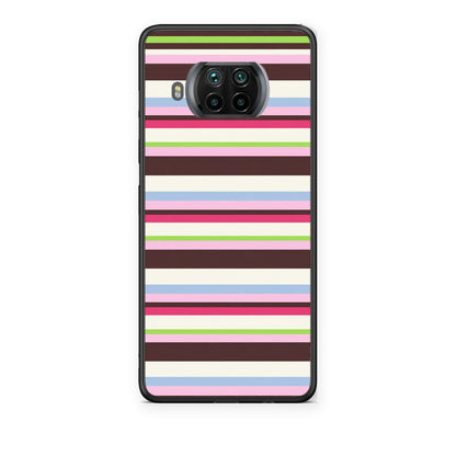 Θήκη Xiaomi Mi 10T Lite Multicolour Horizontal Stripes από τη Smartfits με σχέδιο στο πίσω μέρος και μαύρο περίβλημα | Xiaomi Mi 10T Lite Multicolour Horizontal Stripes case with colorful back and black bezels
