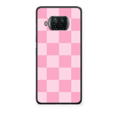 Θήκη Xiaomi Mi 10T Lite Pink and White Striped Checks από τη Smartfits με σχέδιο στο πίσω μέρος και μαύρο περίβλημα | Xiaomi Mi 10T Lite Pink and White Striped Checks case with colorful back and black bezels