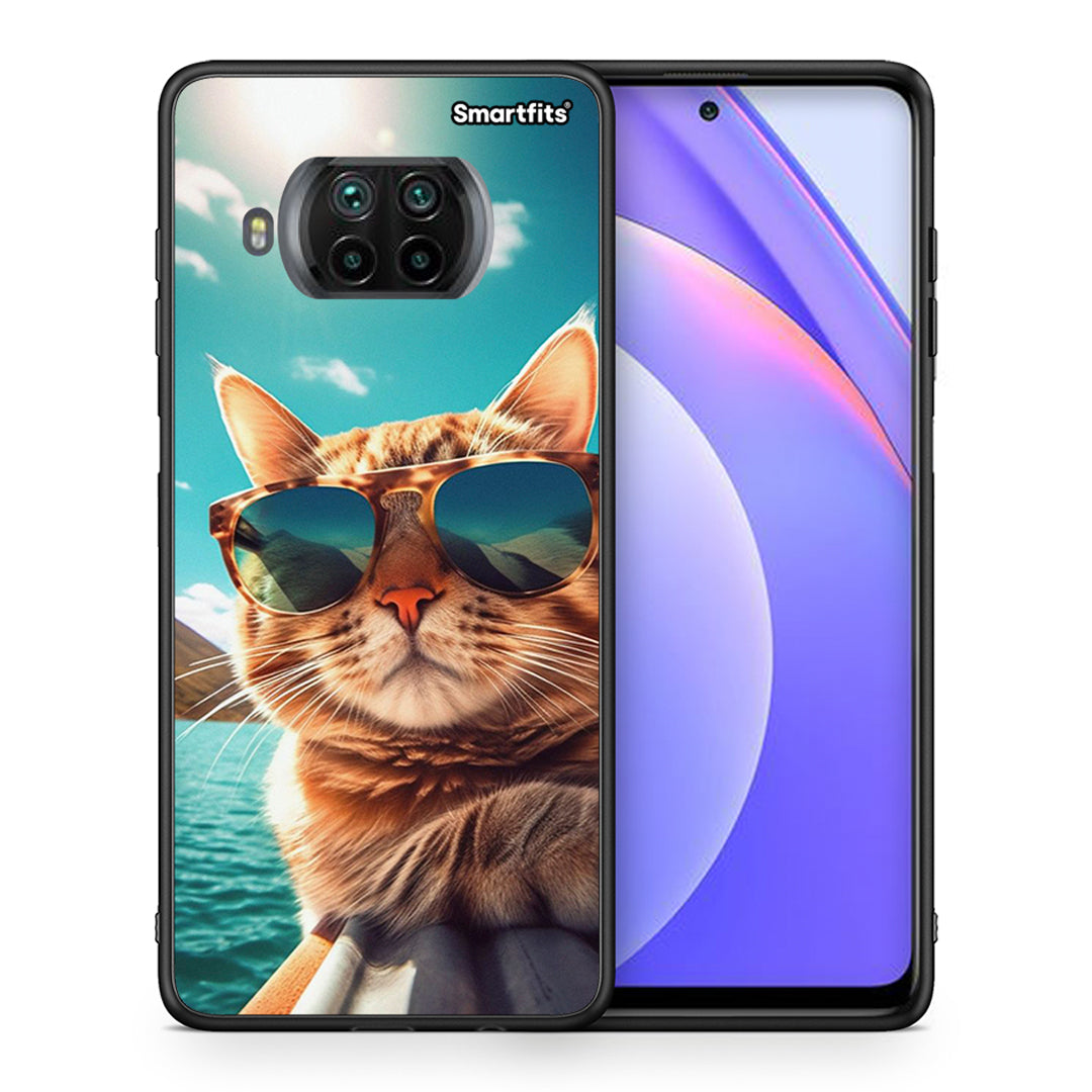 Θήκη Xiaomi Mi 10T Lite Summer Cat από τη Smartfits με σχέδιο στο πίσω μέρος και μαύρο περίβλημα | Xiaomi Mi 10T Lite Summer Cat case with colorful back and black bezels