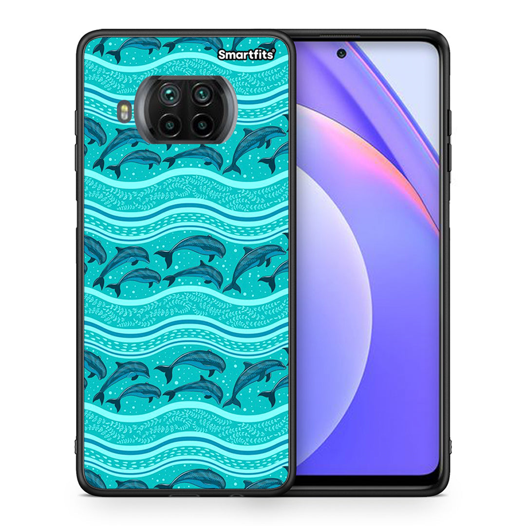 Θήκη Xiaomi Mi 10T Lite Swimming Dolphins από τη Smartfits με σχέδιο στο πίσω μέρος και μαύρο περίβλημα | Xiaomi Mi 10T Lite Swimming Dolphins case with colorful back and black bezels