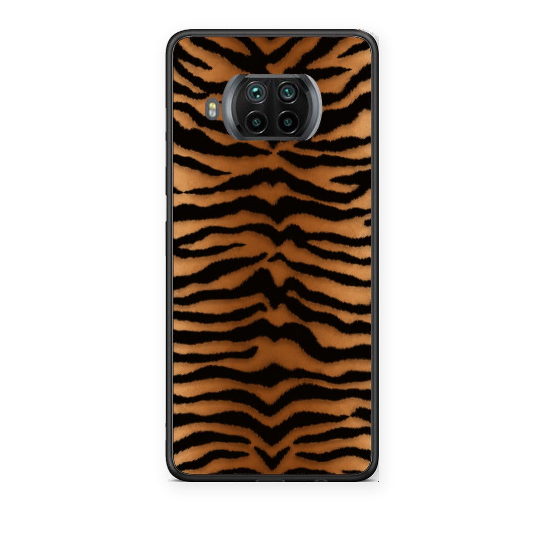 Θήκη Xiaomi Mi 10T Lite Tiger Print Orange and Black από τη Smartfits με σχέδιο στο πίσω μέρος και μαύρο περίβλημα | Xiaomi Mi 10T Lite Tiger Print Orange and Black case with colorful back and black bezels