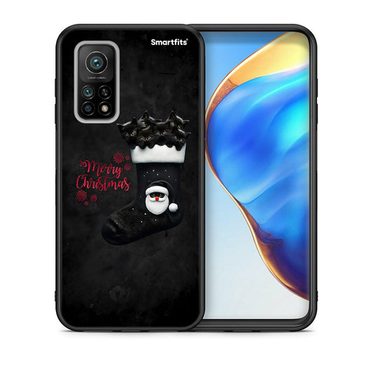 Θήκη Xiaomi Mi 10T/10T Pro Merry Cat Christmas από τη Smartfits με σχέδιο στο πίσω μέρος και μαύρο περίβλημα | Xiaomi Mi 10T/10T Pro Merry Cat Christmas case with colorful back and black bezels