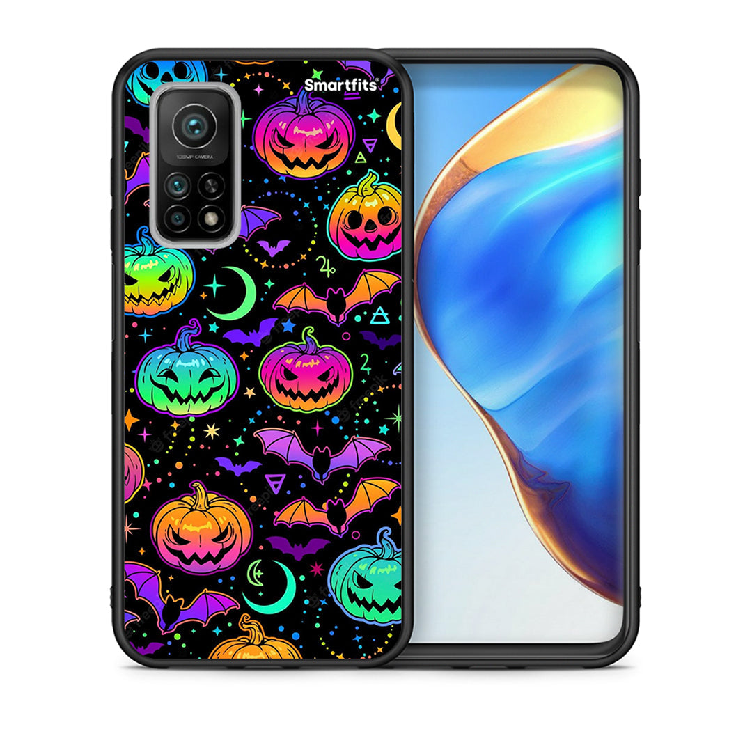 Θήκη Xiaomi Mi 10T/10T Pro Neon Halloween από τη Smartfits με σχέδιο στο πίσω μέρος και μαύρο περίβλημα | Xiaomi Mi 10T/10T Pro Neon Halloween case with colorful back and black bezels