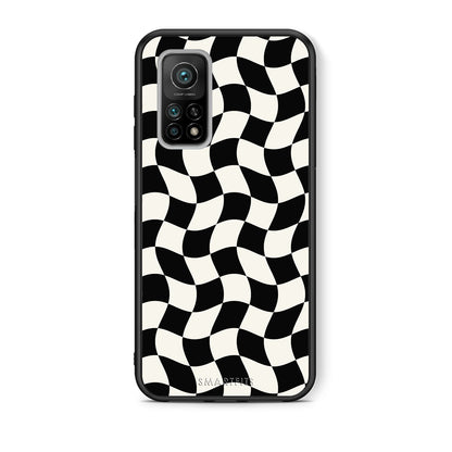 Θήκη Xiaomi Mi 10T / 10T Pro Black and Cream Wavy Checkerboard από τη Smartfits με σχέδιο στο πίσω μέρος και μαύρο περίβλημα | Xiaomi Mi 10T / 10T Pro Black and Cream Wavy Checkerboard case with colorful back and black bezels