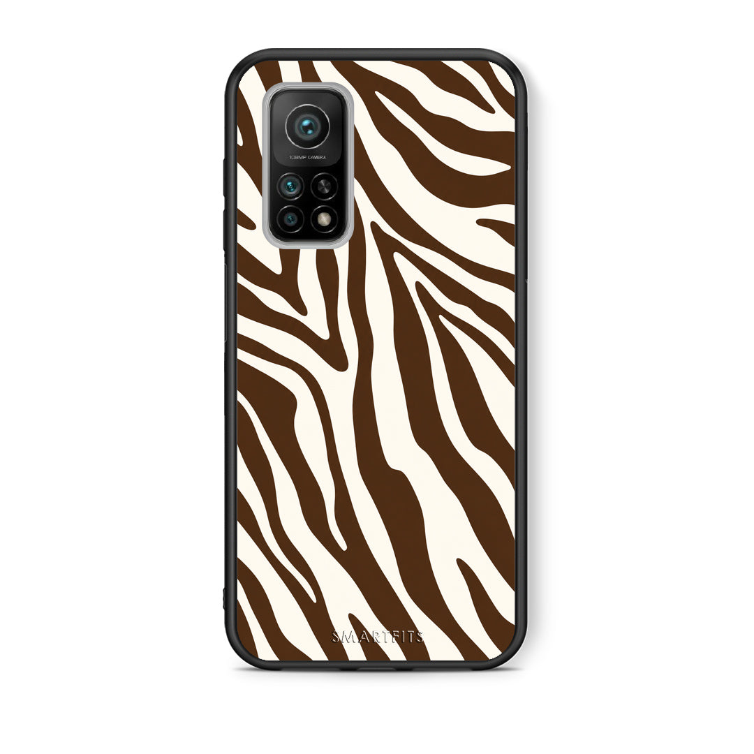 Θήκη Xiaomi Mi 10T / 10T Pro Brown and Cream Zebra Stripes από τη Smartfits με σχέδιο στο πίσω μέρος και μαύρο περίβλημα | Xiaomi Mi 10T / 10T Pro Brown and Cream Zebra Stripes case with colorful back and black bezels
