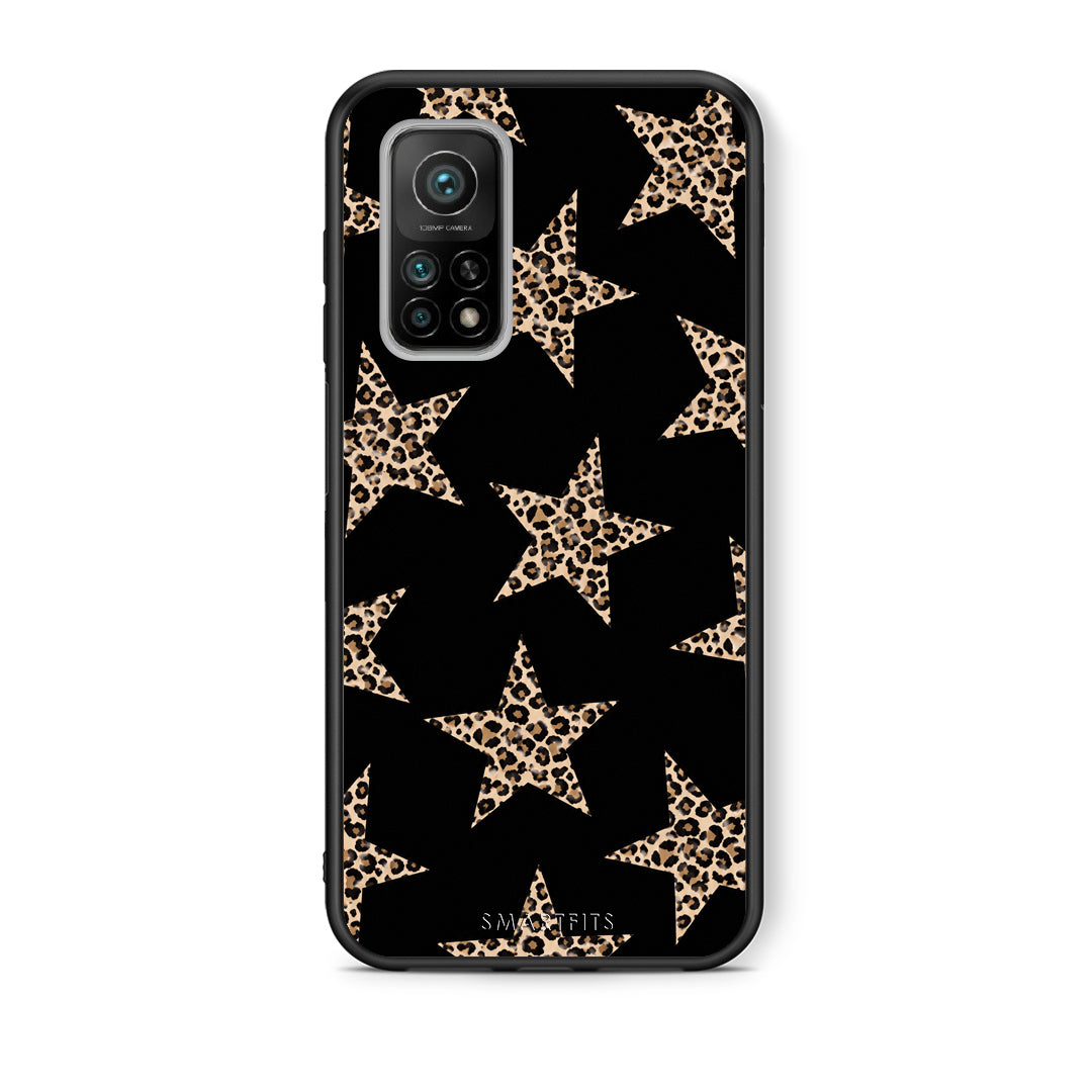 Θήκη Xiaomi Mi 10T / 10T Pro Leopard Stars on Black από τη Smartfits με σχέδιο στο πίσω μέρος και μαύρο περίβλημα | Xiaomi Mi 10T / 10T Pro Leopard Stars on Black case with colorful back and black bezels