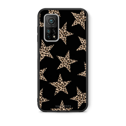 Θήκη Xiaomi Mi 10T / 10T Pro Leopard Stars on Black από τη Smartfits με σχέδιο στο πίσω μέρος και μαύρο περίβλημα | Xiaomi Mi 10T / 10T Pro Leopard Stars on Black case with colorful back and black bezels